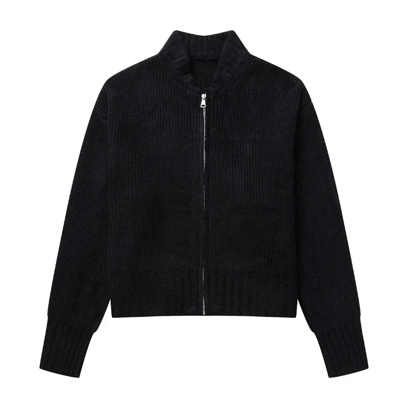 Vintage Knit Cardigan – Long Sleeve with Zipper