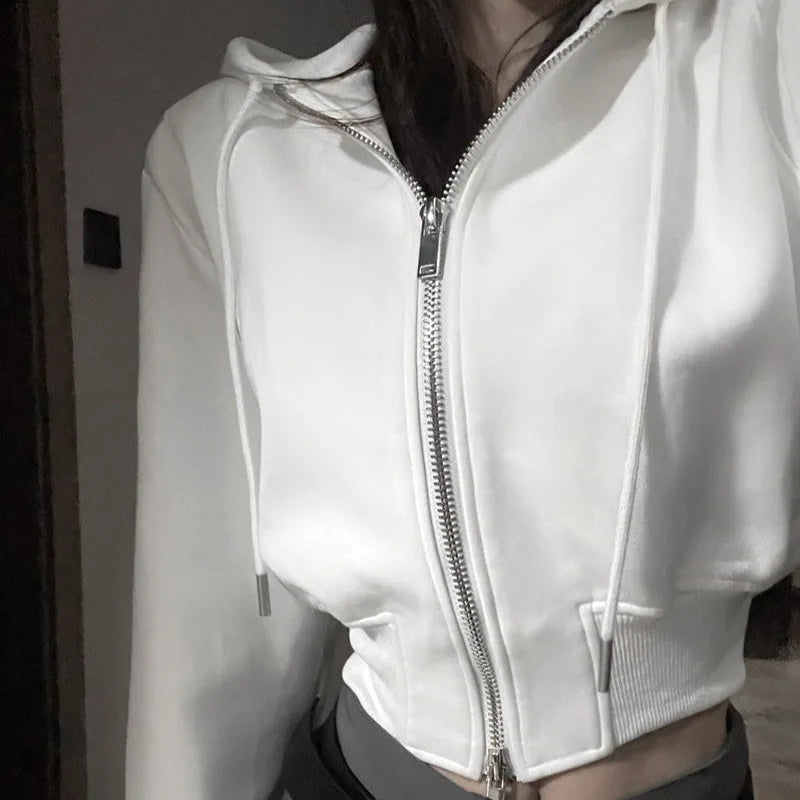 Slim Zip-Up Hoodie – Crop Fit Casual Jacket