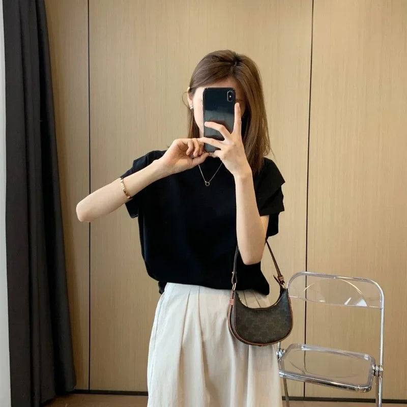 Oversized Short Sleeve Plain Cotton T-Shirt – Clearance Loose Fit Top