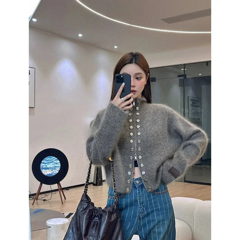 Grey V-Neck Cashmere Jumper – Vintage Knit Sweater