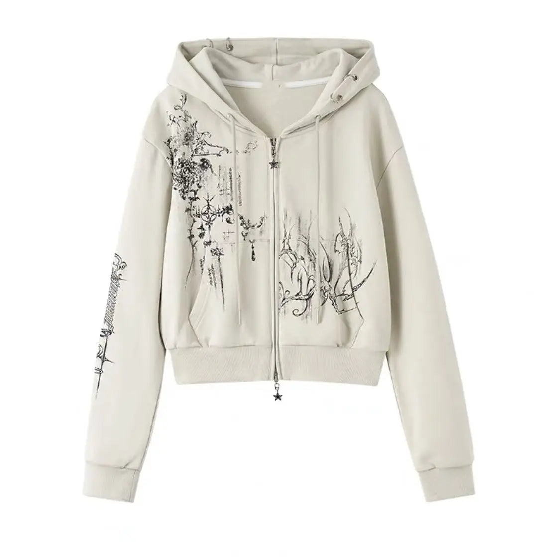Gothic Zip Hoodie – Double Zipper Vintage Style