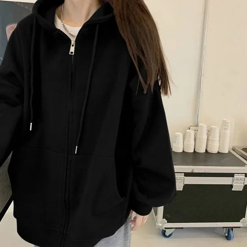 Unisex Zip-Up Hoodie – Classic Solid Outerwear