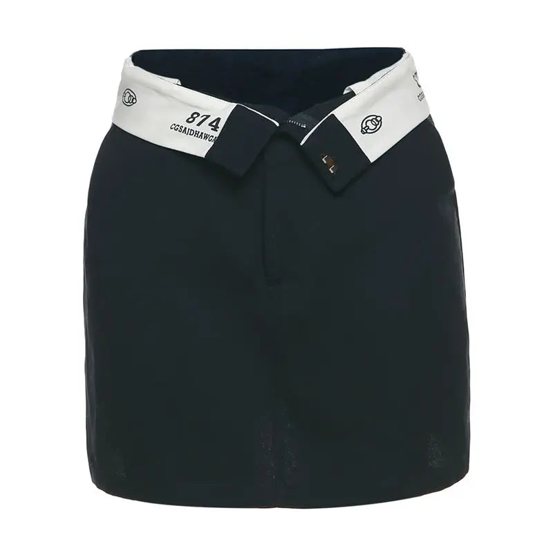 Retro Hip-Hop Skirt – High Waist Lapel Mini Skirt