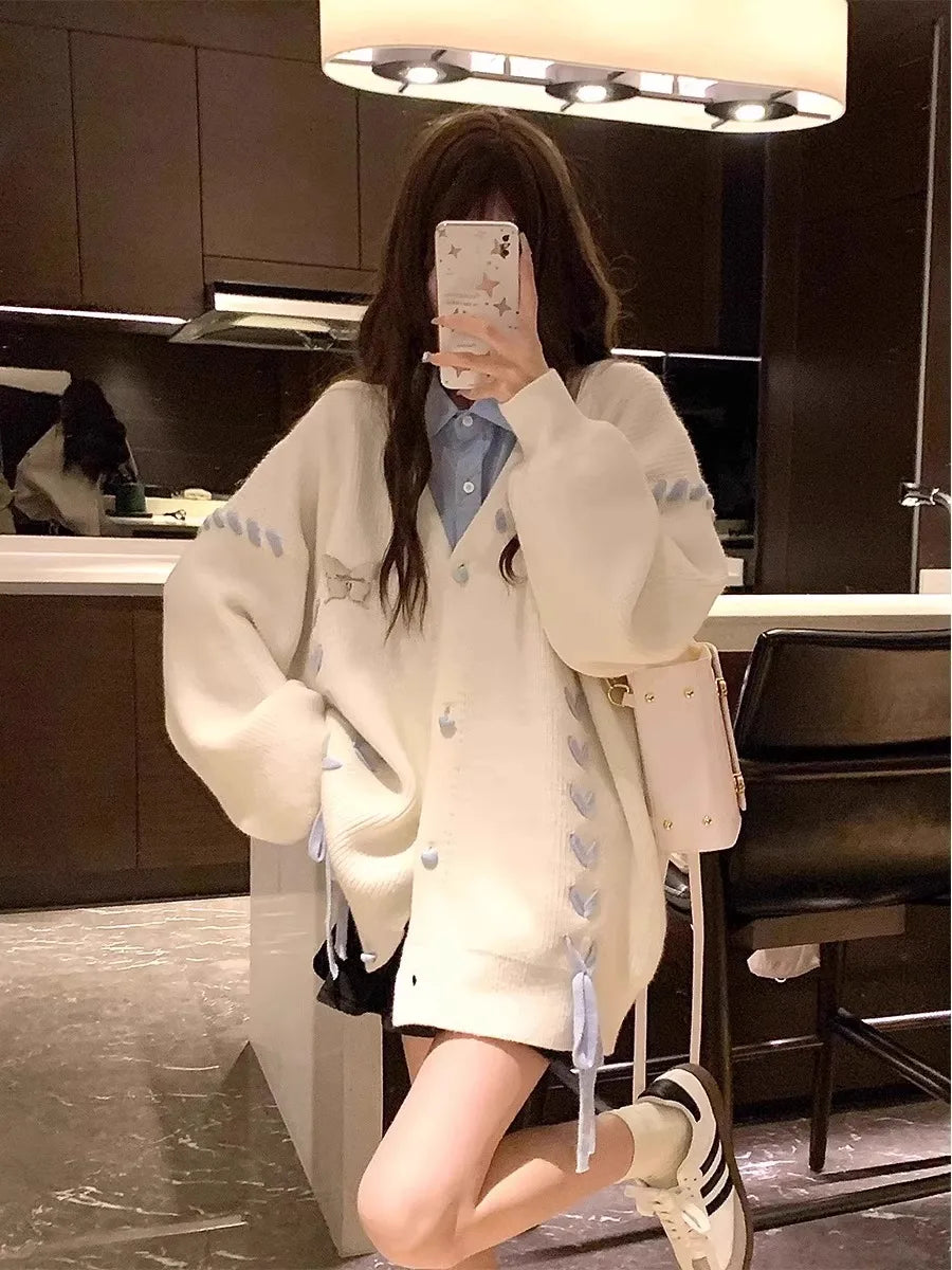 Apricot Cropped Knit Cardigan