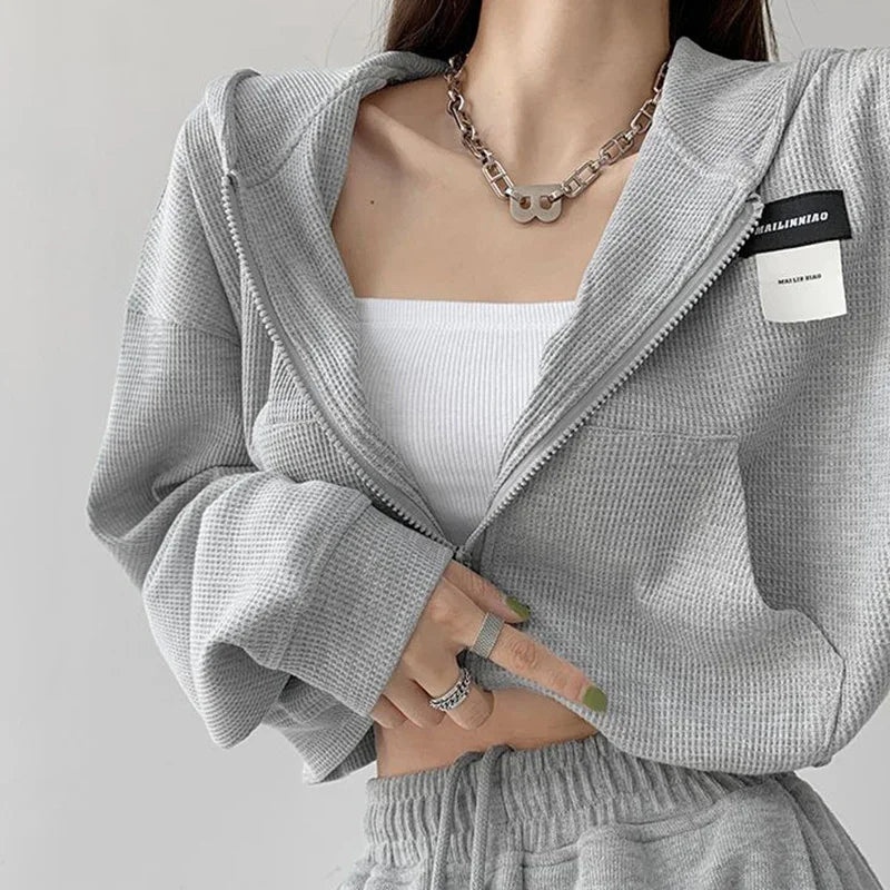 Cropped Hoodie – Zip Sweatshirt Jacket