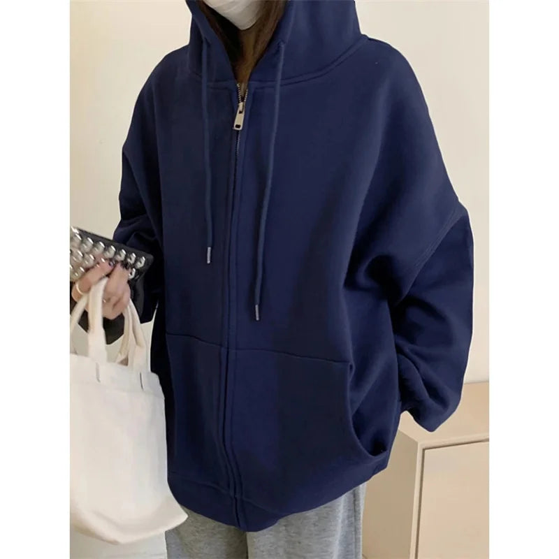 Oversized Hoodie Coat – Casual Zip Sweatshirt Jacket