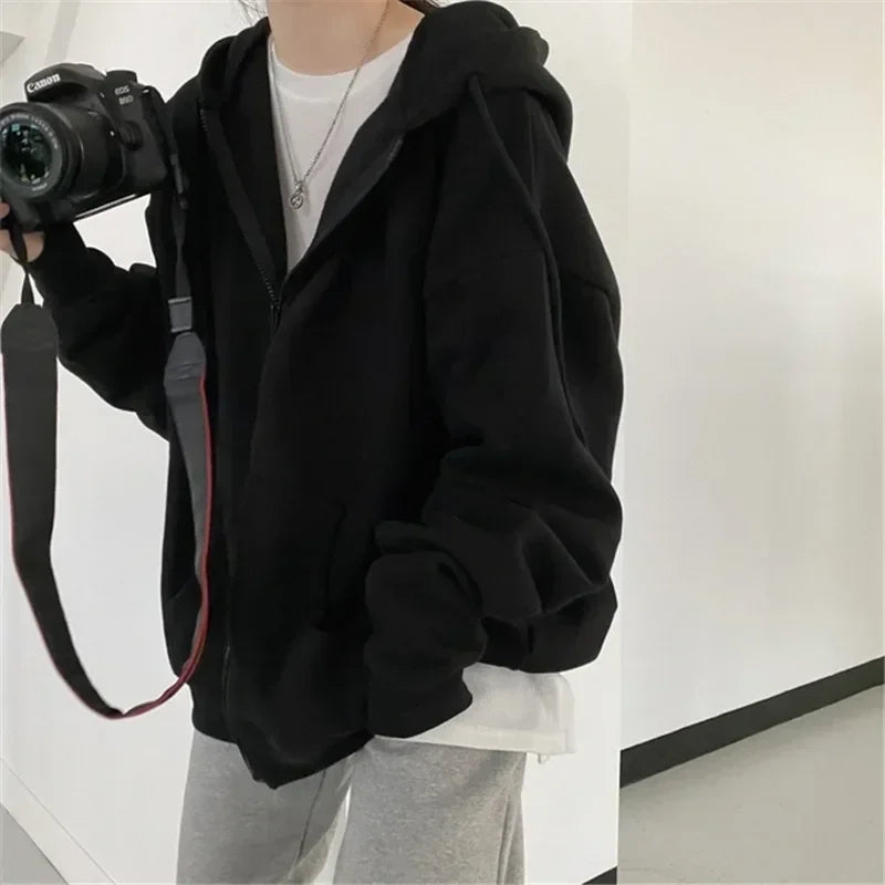 Retro Oversized Hoodie – Zip Sweatshirt Jacket