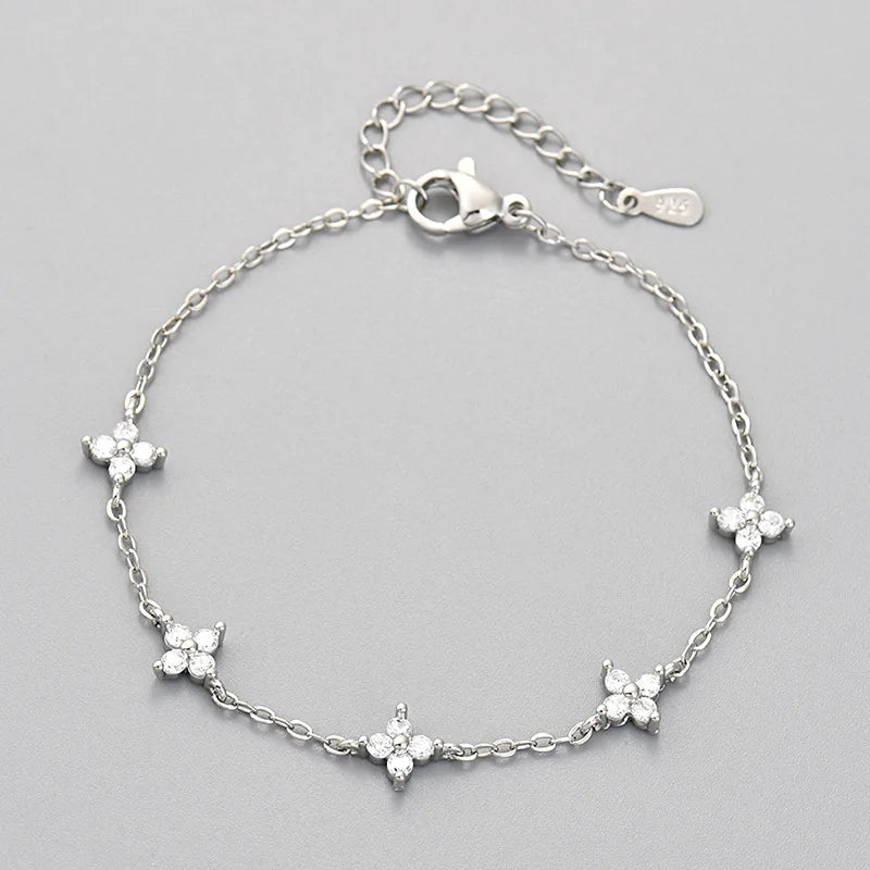 925 Sterling Silver Zircon Bow Bracelet