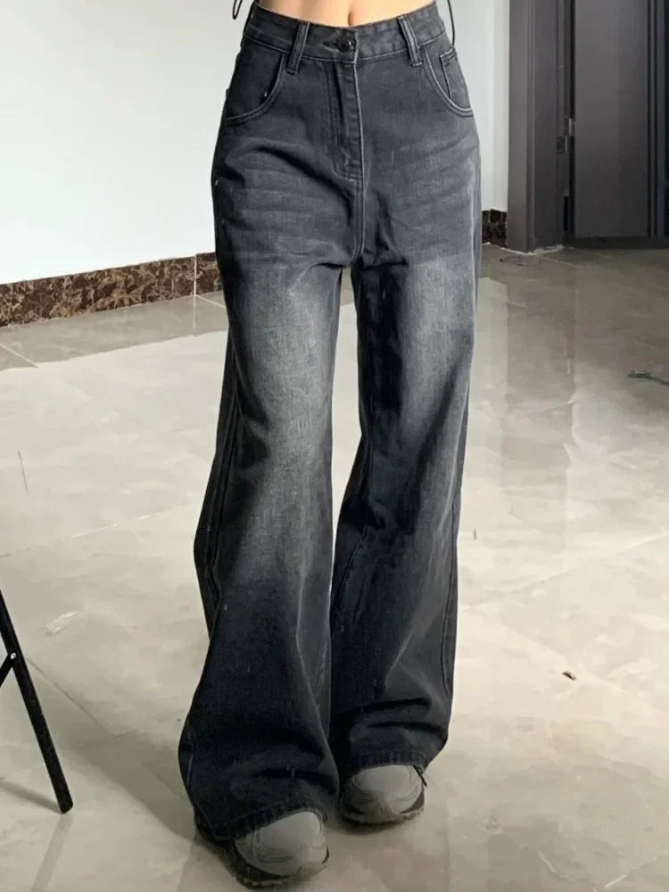 Vintage Black Jeans – High Waist Grunge Streetwear Baggy Fit
