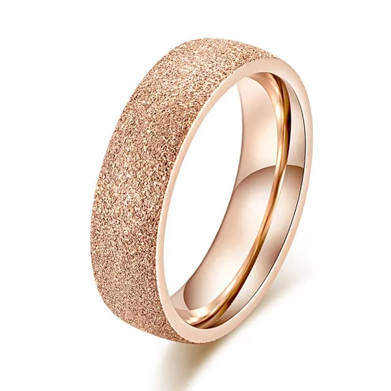 Stainless Steel Frosted Gold Ring