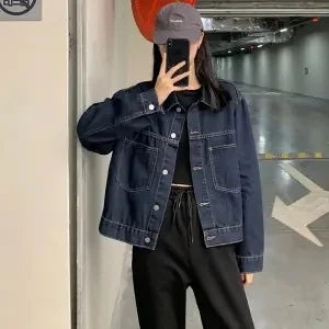 Vintage Denim Jacket – Single-Breasted Retro Streetwear