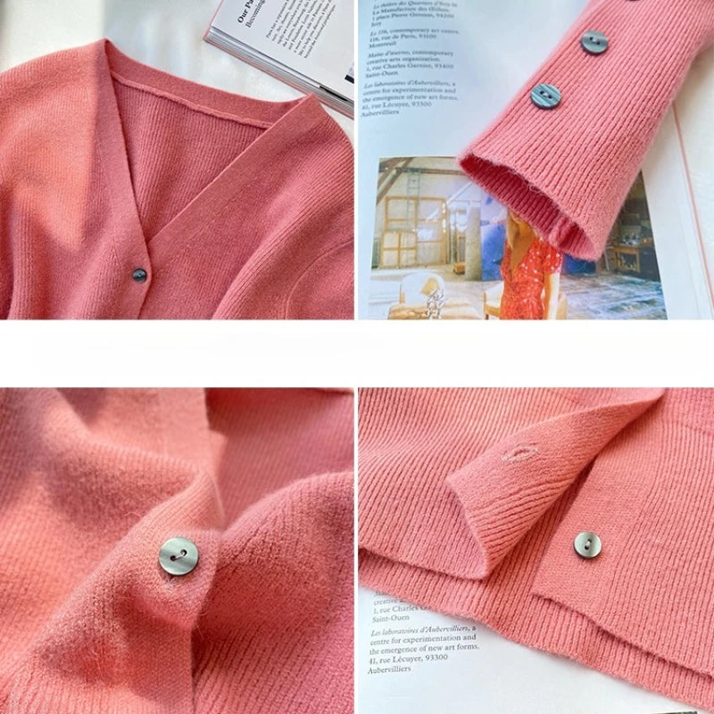 Versatile Knit V-Neck Cardigan – Autumn & Winter Slim Fit Top