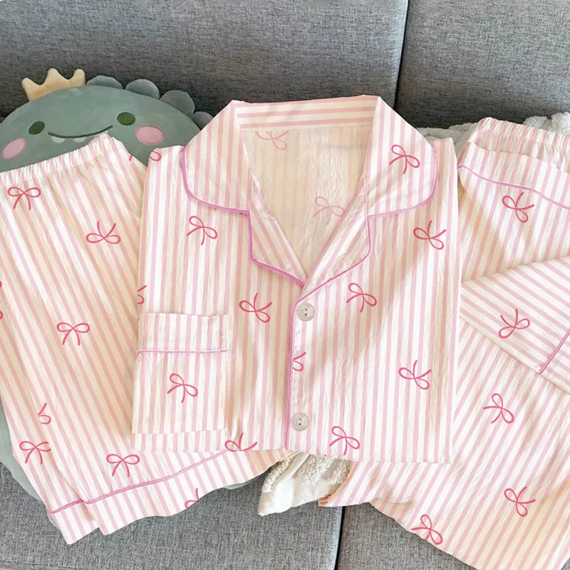 Three-Piece Summer Pajama Set – Short-Sleeve Top, Lapel Vest & Pants