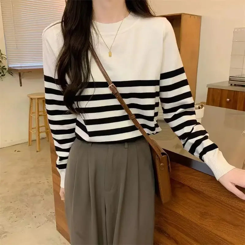 Floral Striped Knit Pullover — Preppy Style