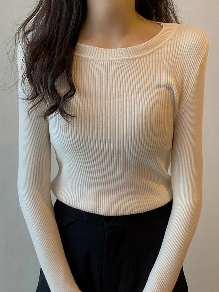 Autumn O-Neck Knit Pullover – Long Sleeve Slim Fit