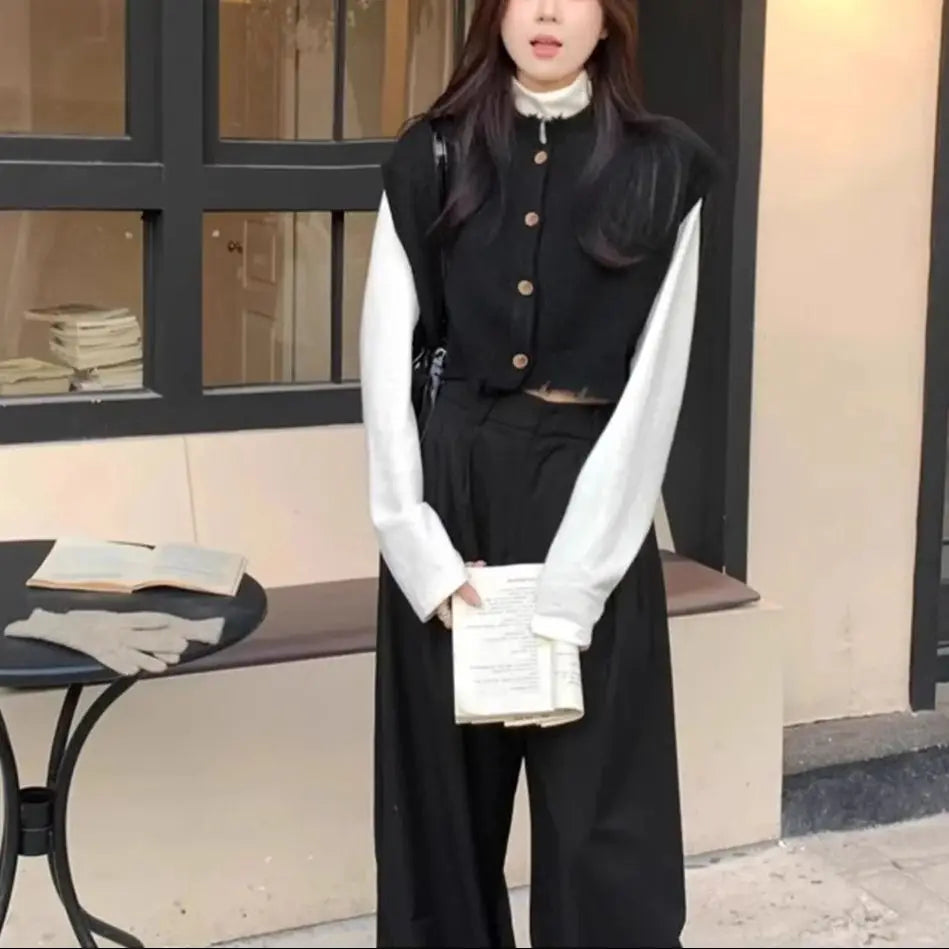 Solid Knit Vest – Irregular Hem