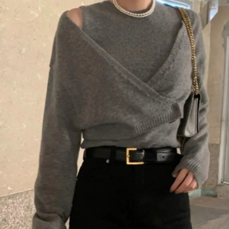 Minimalist V-Neck Knit Set – Summer Layering Top