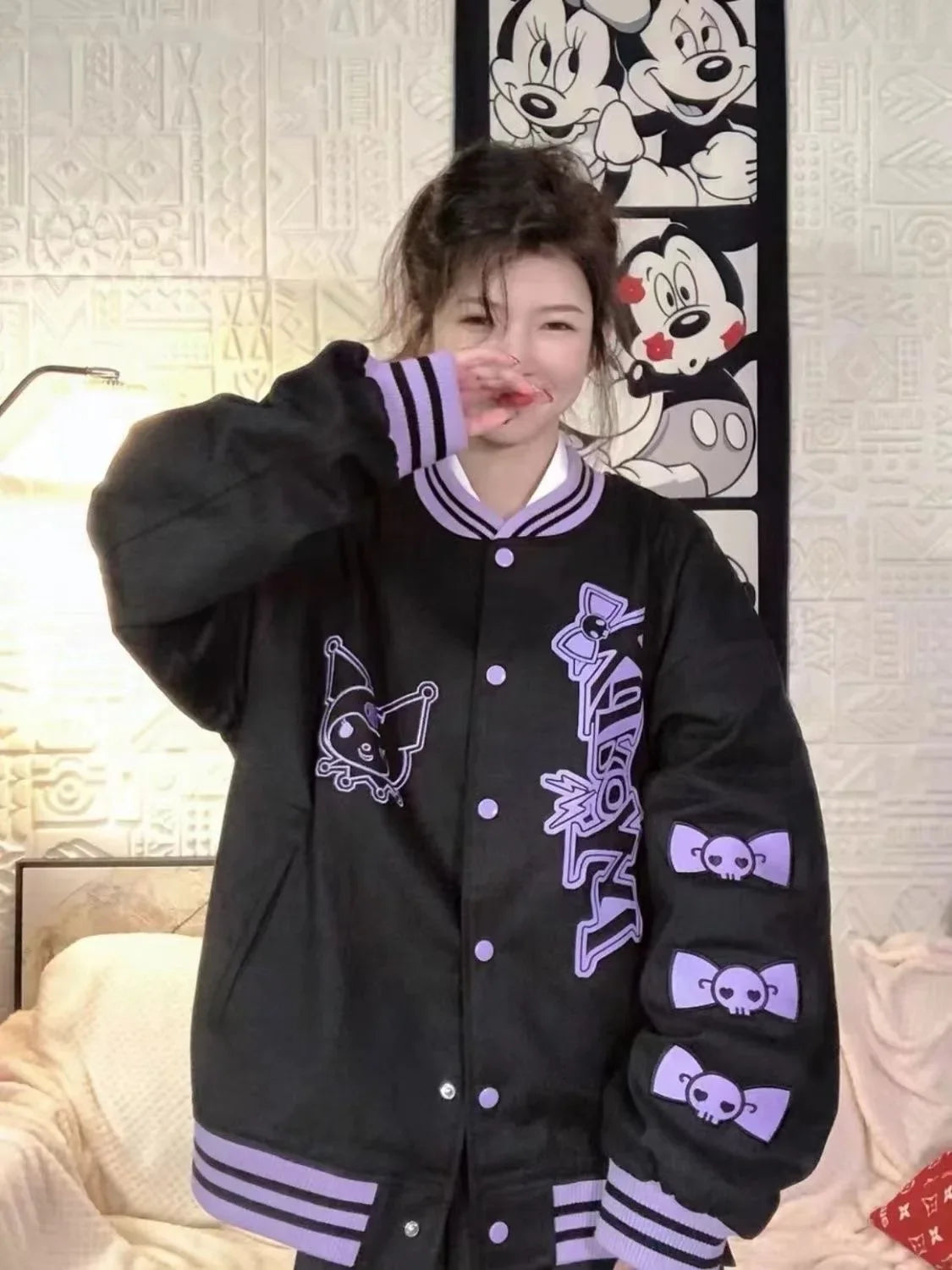 Kuromi Baseball Jacket – Unisex Patch Varsity Style