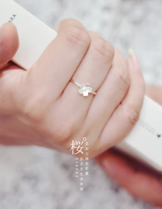 925 Silver Cherry Blossom Open Ring