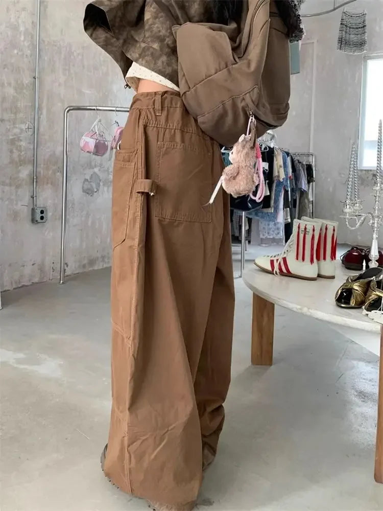 Vintage Baggy Cargo Jeans – Oversized Streetwear Denim Pants with Pockets