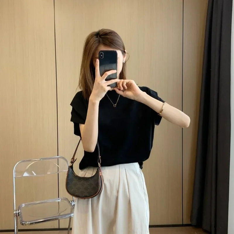 Oversized Short Sleeve Plain Cotton T-Shirt – Clearance Loose Fit Top