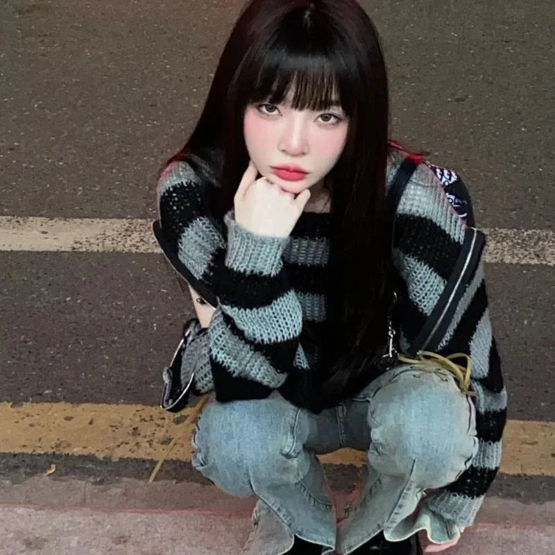V-Neck Hollow Knit Sweater — Warm Casual