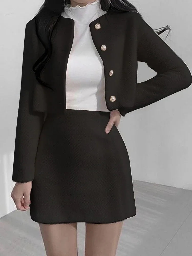 Mini Skirt Two-Piece Suit – Sweet Casual Elegant Style
