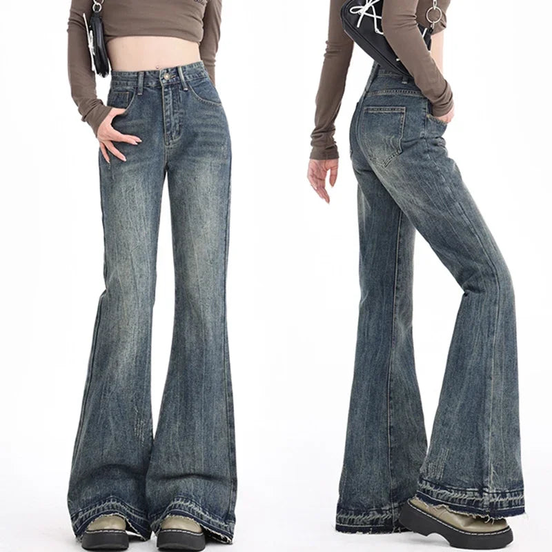 Burr Edge Vintage Flare Jeans – High Waist Bootcut Skinny Denim
