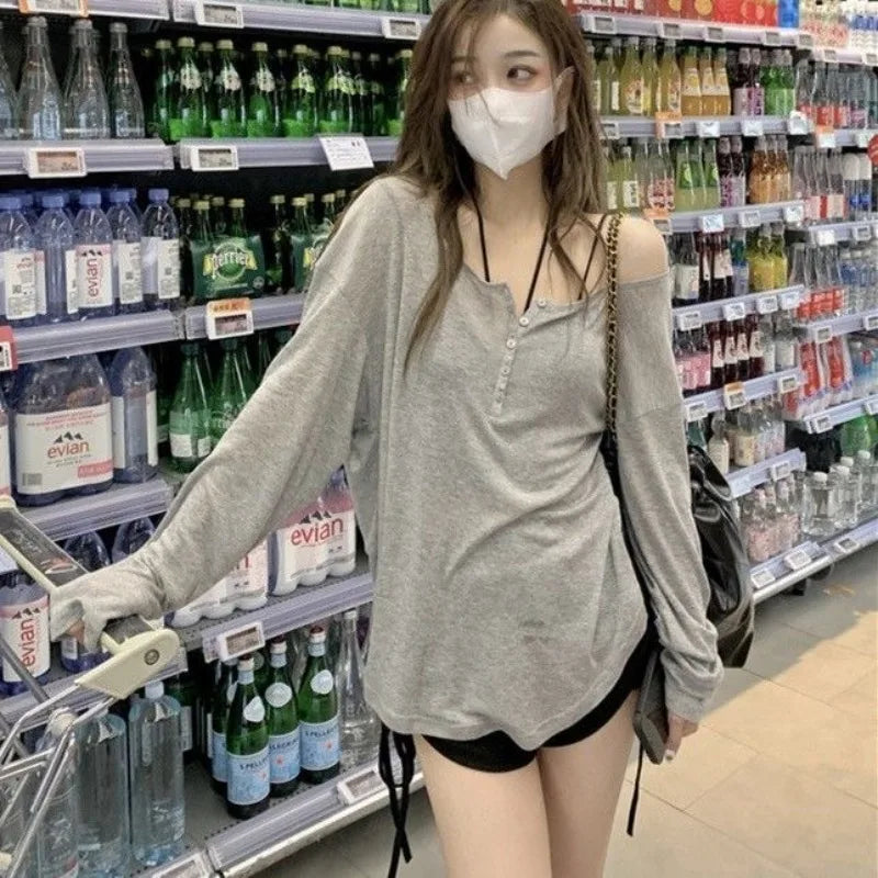 Long Sleeve Loose Fit Tee – Transparent Thin Fabric