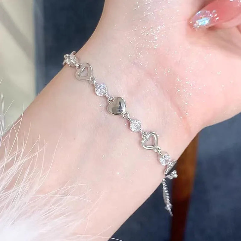 925 Sterling Silver Zircon Star Pendant Bracelet