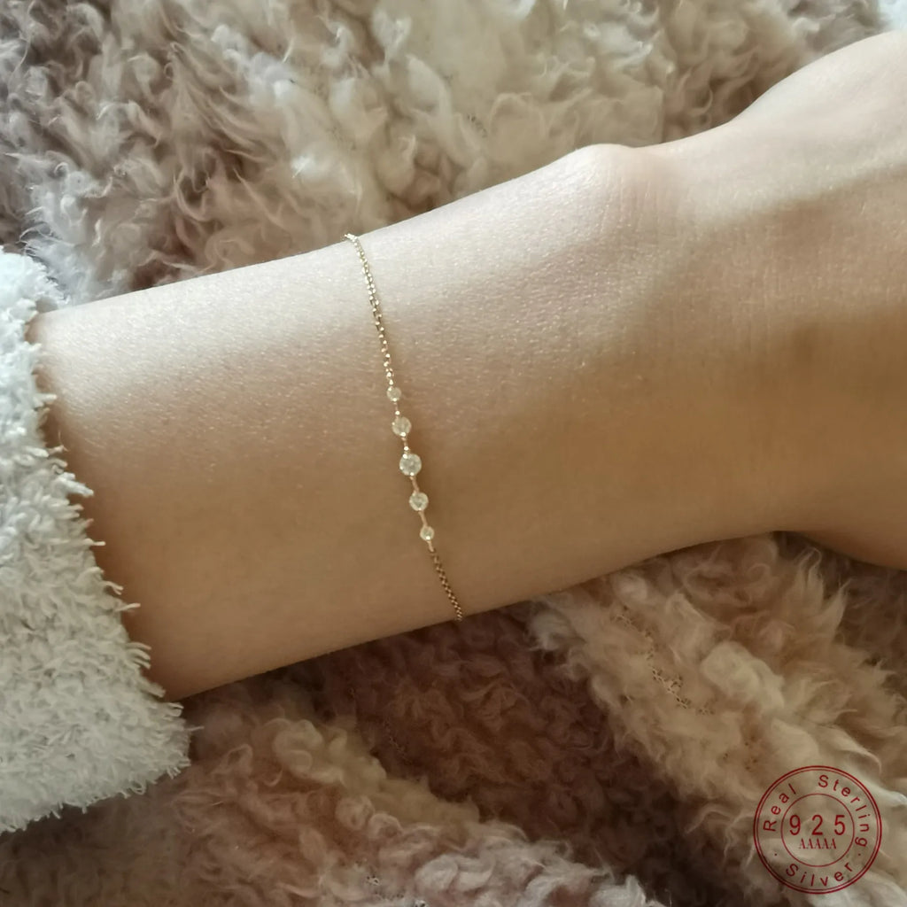 925 Sterling Silver Shiny Zircon Bracelet