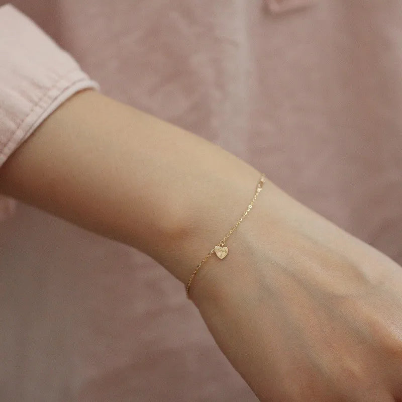 925 Sterling Silver Plated Gold Heart Bracelet