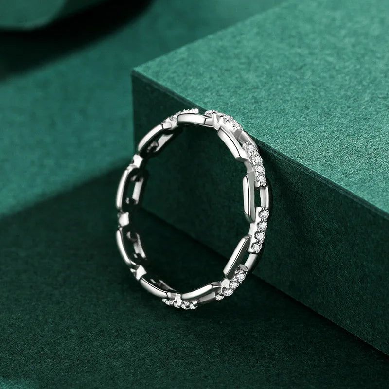 925 Silver Geometric CZ Ring