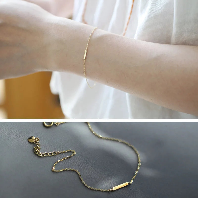 925 Sterling Silver One-Word Stick Chain Bracelet