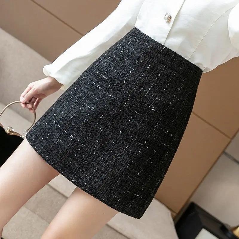 Woolen Two-Piece Set – Zipper Jacket + High Waist Slim Skirt
