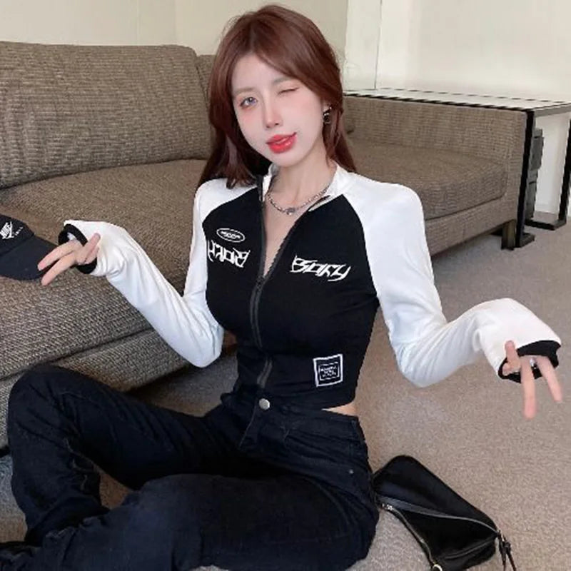 Sun-Proof Cycling Shirt – Zip-Up Long Sleeve Crop Top