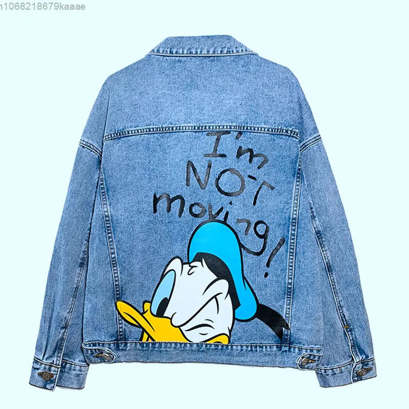 Cartoon Denim Jacket – Cute Loose Fit Spring Outerwear