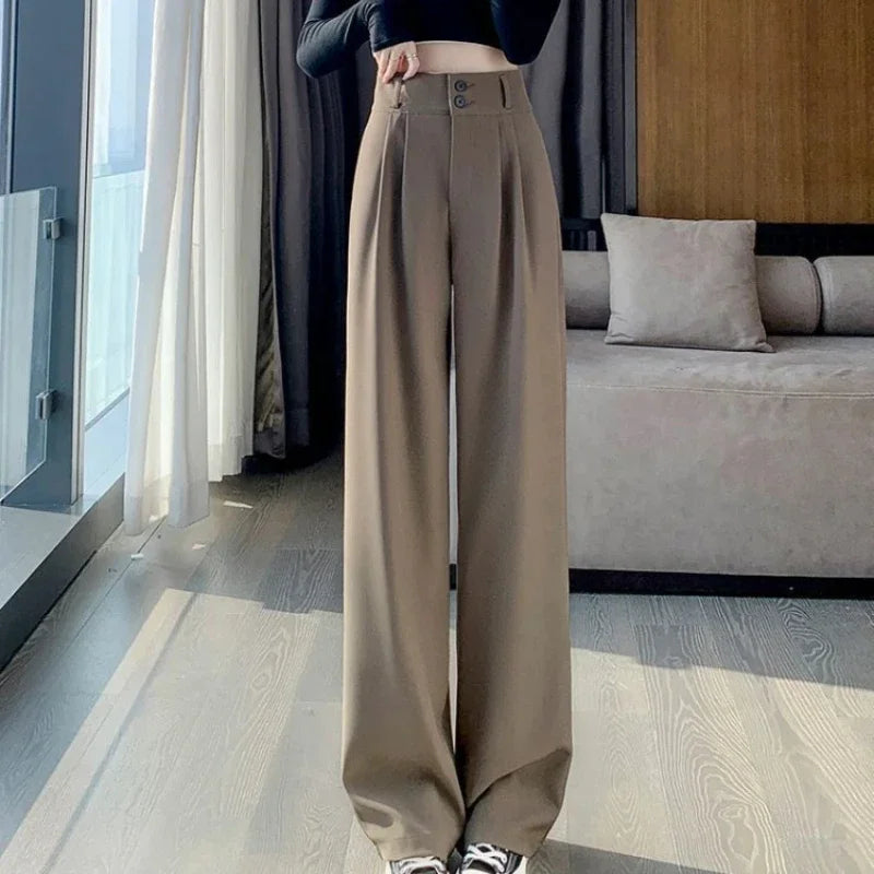 Elegant Wide Leg Black Baggy Pants – High Waist Office Suit Style