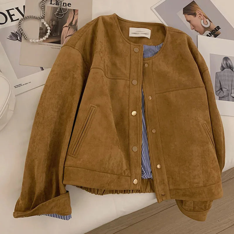 Suede Short Jacket – Camel & Classic