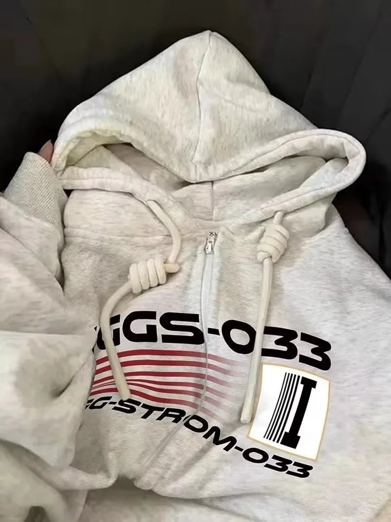 Retro Zip Hoodie – High Neck Long Sleeve Pullover