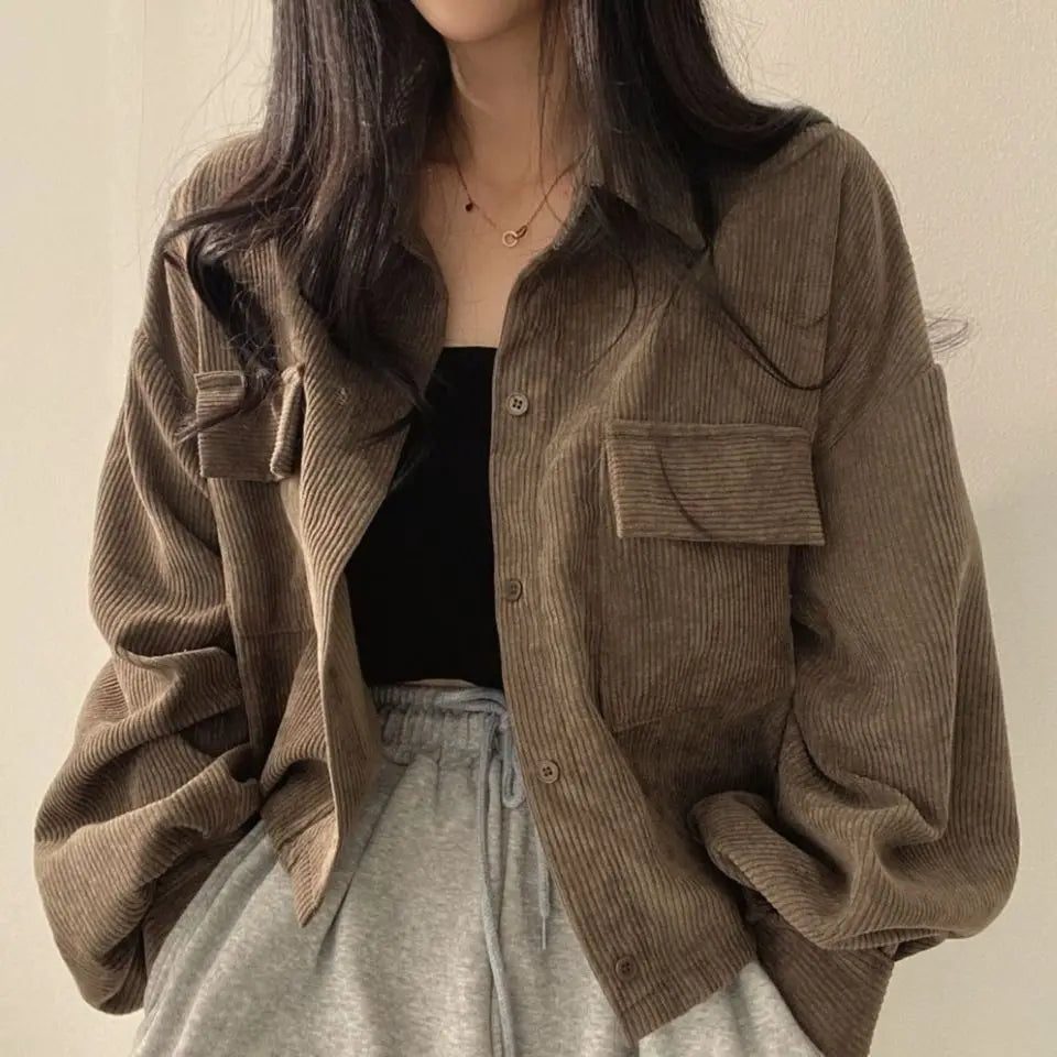 Corduroy Crop Jacket – Vintage Casual Fit