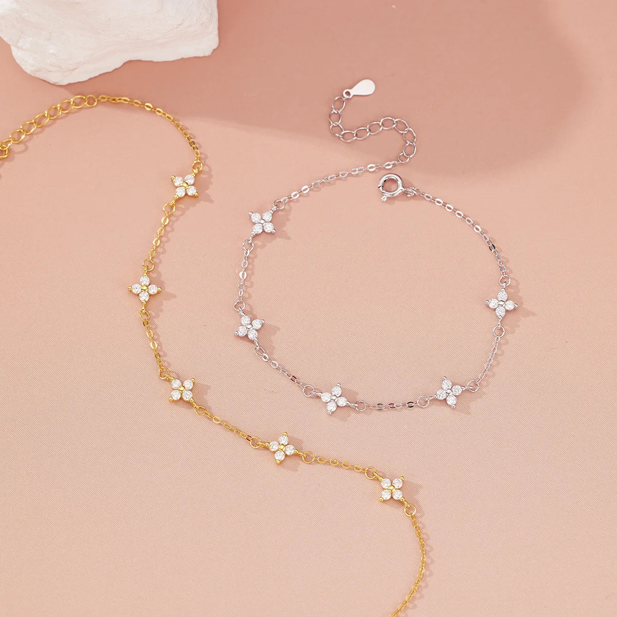 925 Silver Crystal Flower Bracelet