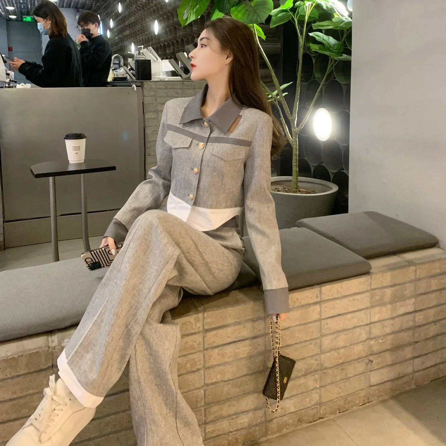 Spring/Autumn Two-Piece Set – Top and Pants for Casual Party