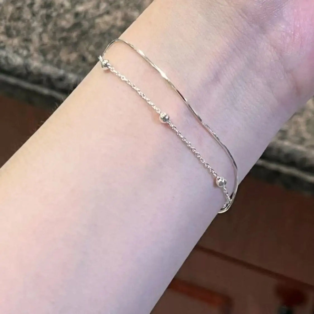 925 Sterling Silver Round Ball Snake Chain Bracelet