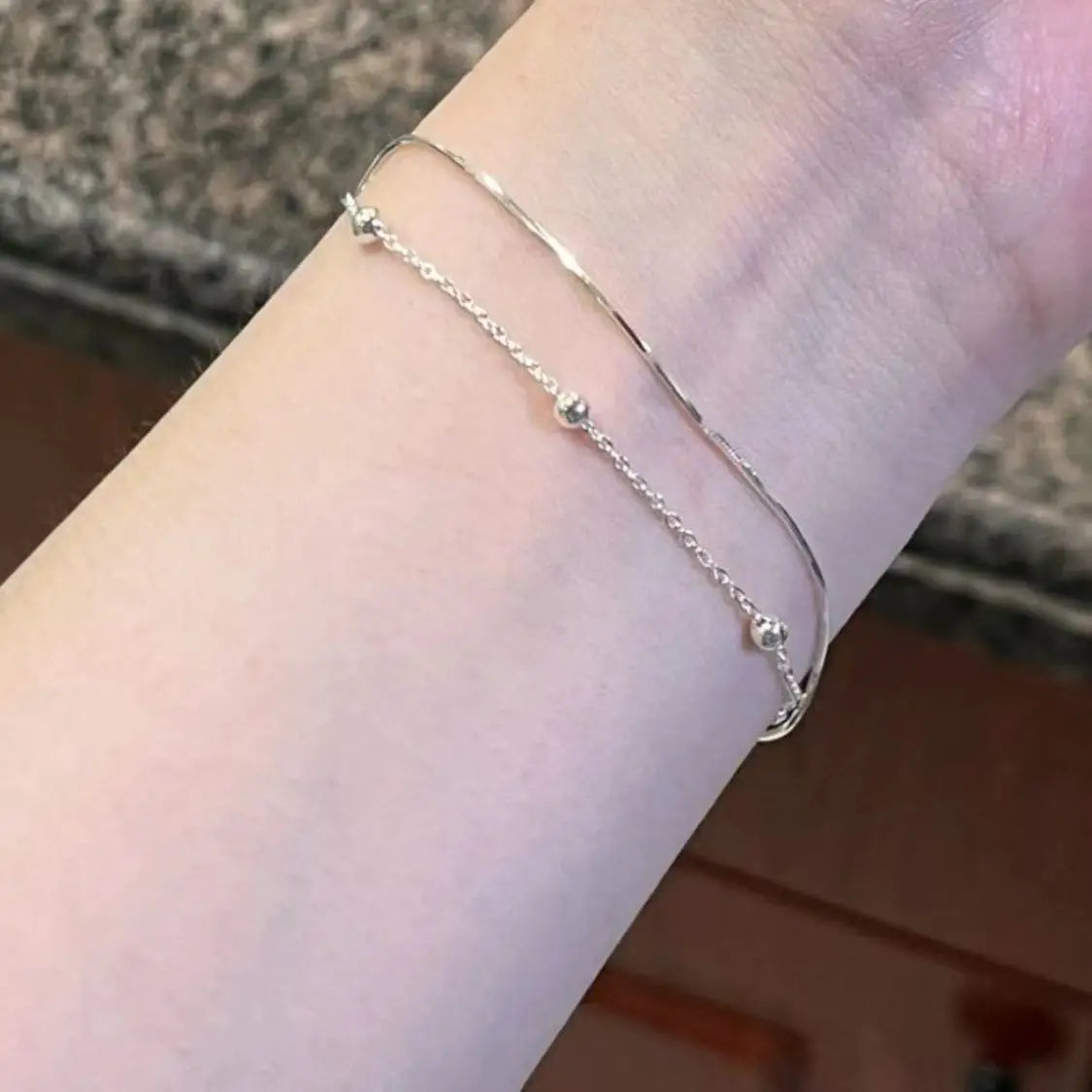 925 Sterling Silver Round Ball Snake Chain Bracelet