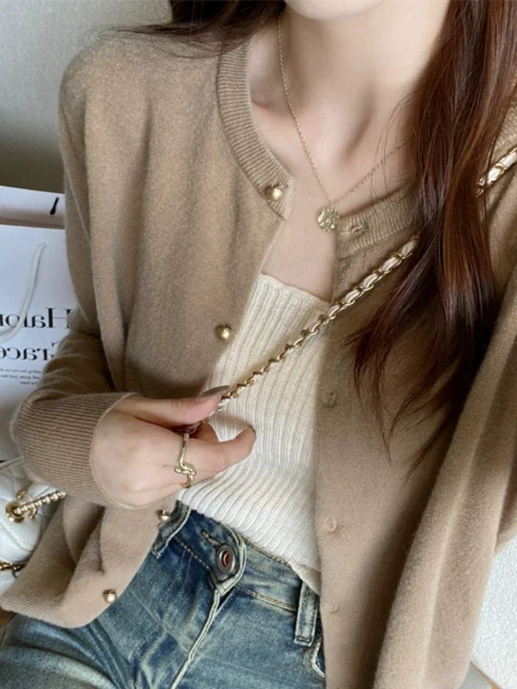Classic O-Neck Knit Cardigan – Spring Casual