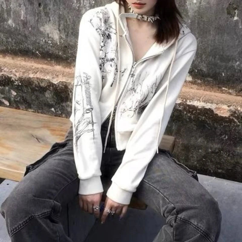 Gothic Zip Hoodie – Double Zipper Vintage Style