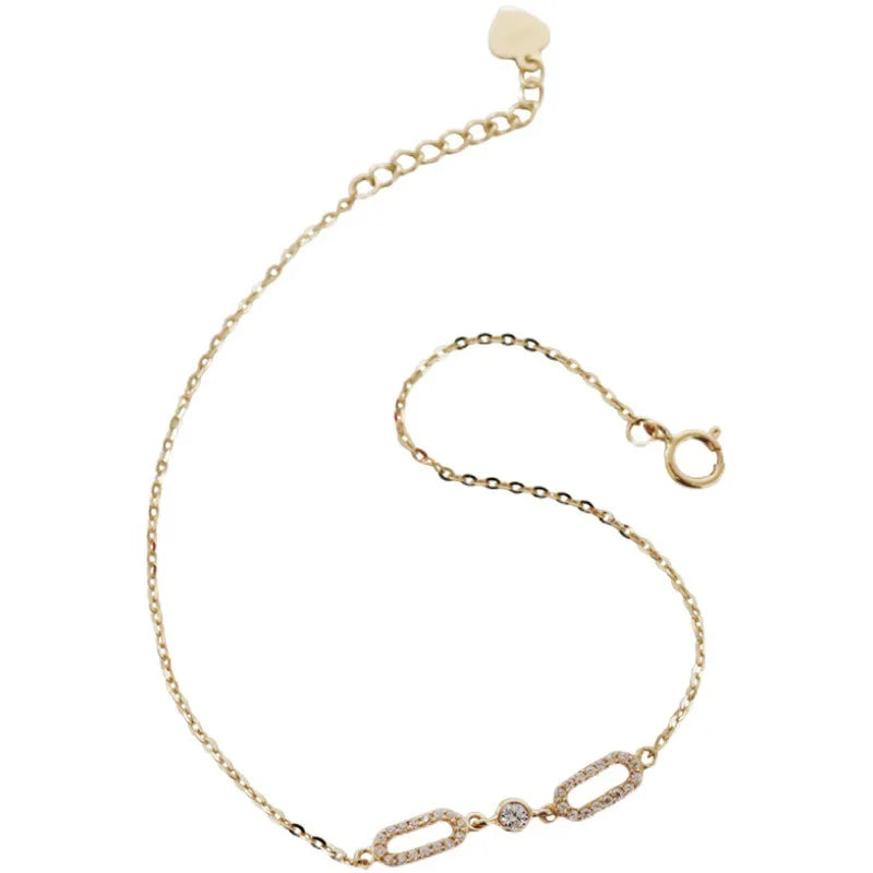 925 Sterling Silver 18K Gold Geometric Zircon Bracelet