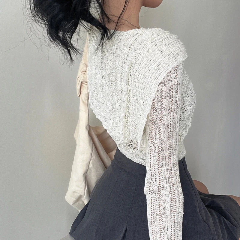 Button-Up Cropped Cardigan – Summer Slim Fit