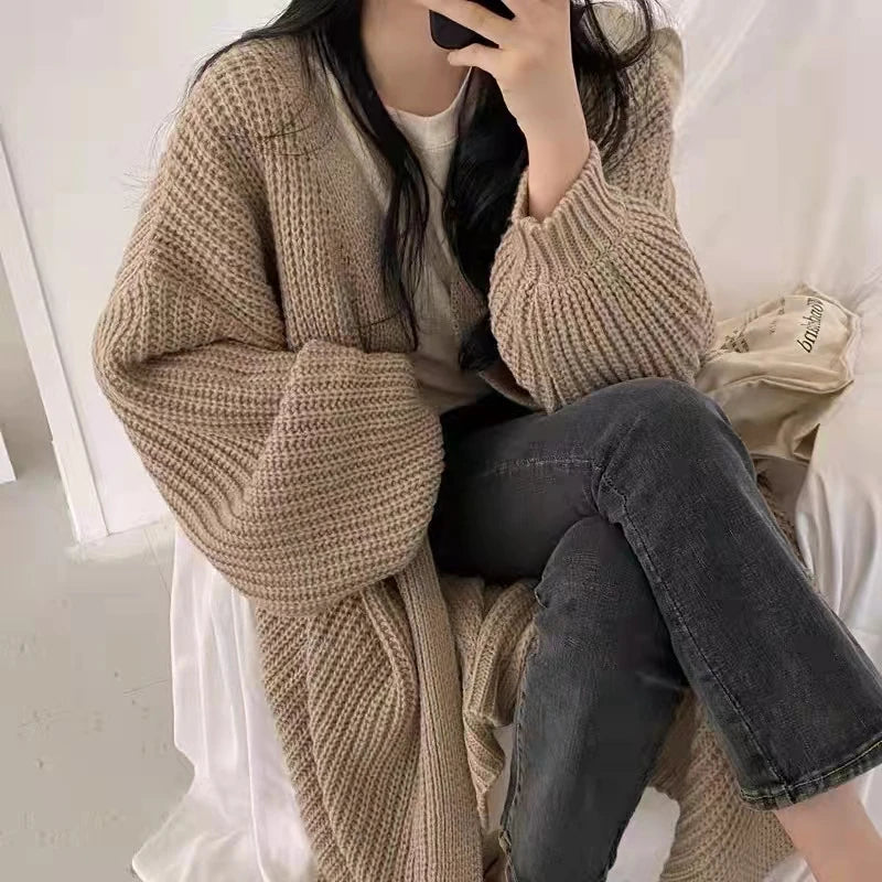 Loose V-Neck Sweater – Knit Minimalist Jacket